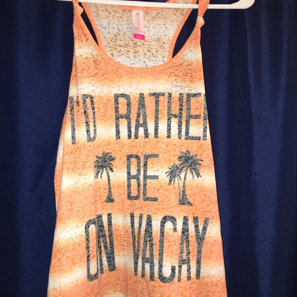orange and white beach tank